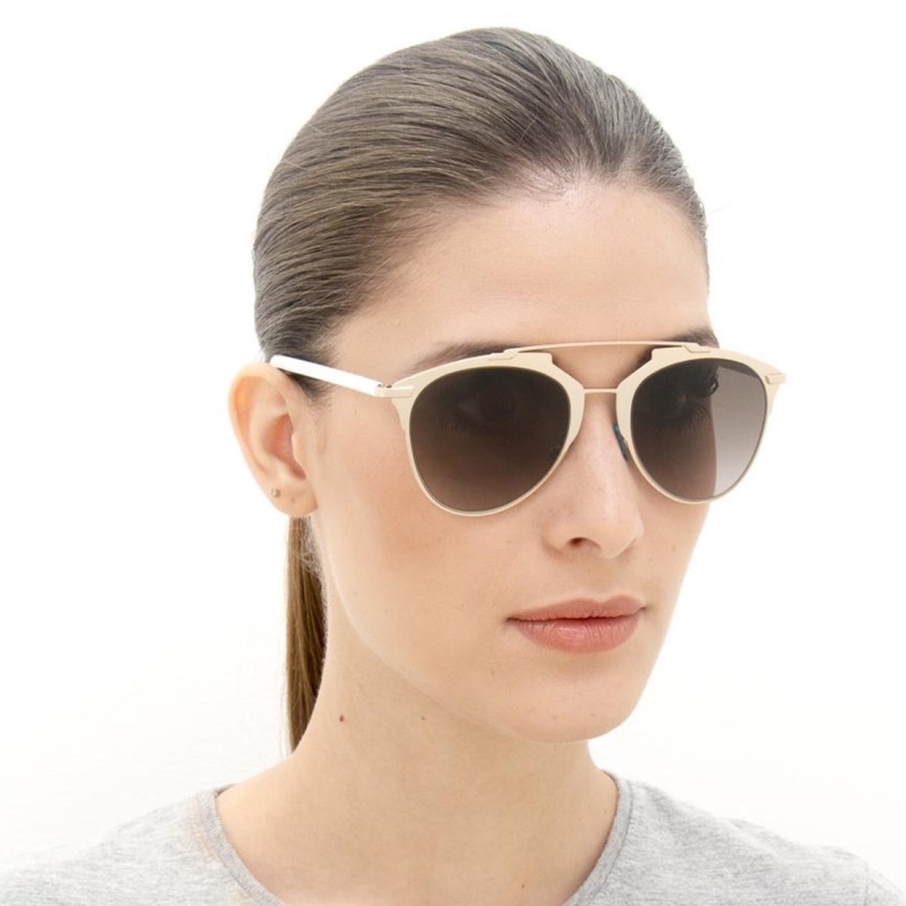 DIOR REFLECTED 52MM SUNGLASSES (WHITE/GOLD) - Picture 2 of 8
